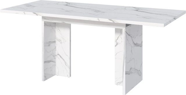 okwish Esstisch ausziehbar modern Weiß B/T: 140/180 x 80 cm - Bild 1