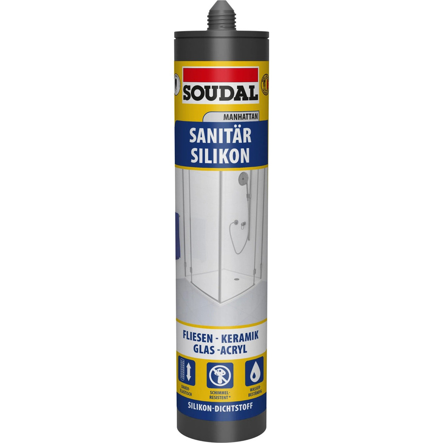 Soudal Sanitär Silikon Manhattan wasserdicht in Weiß oder Grau, 300 ml - Bild 2
