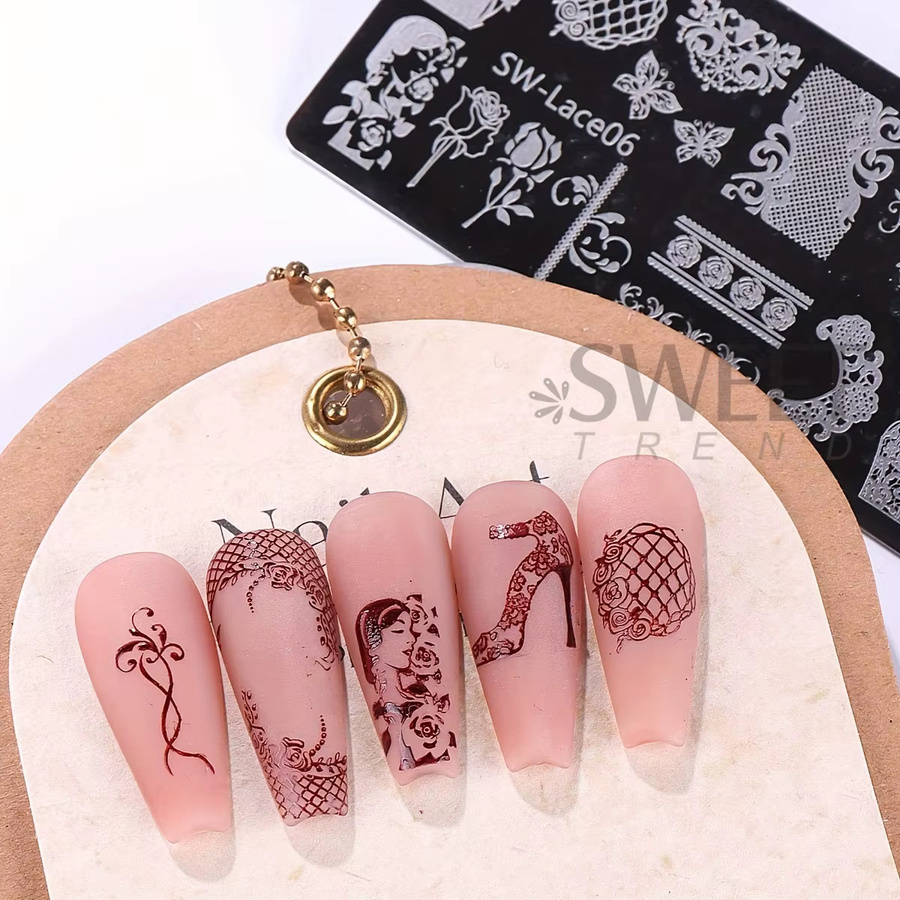SWEET TREND Nagelkunst-Stempelplatte mit Stempel, 2 Stück, Edelstahl - Bild 3