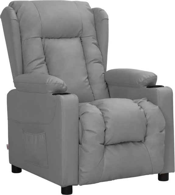 vidaXL Relaxsessel aus Kunstleder in Grau mit Armlehnen und manueller Hebelverstellung, B/T/H: 96,0 x 48,0 x 136,5 cm - Bild 1