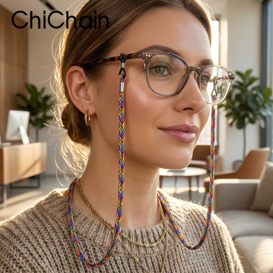 chichain Brillenband geflochten, pink, multicolour - Bild 1