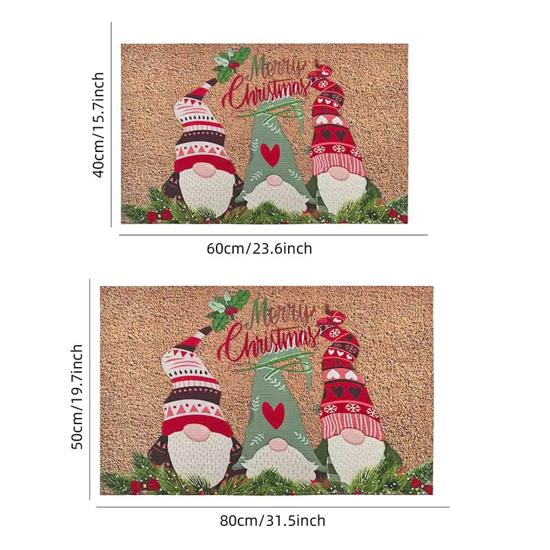 VIKAMA Weihnachts-Fußmatte für den Außenbereich mit Weihnachtsbäumen und Lebkuchenhaus Motiv, rutschfest - Bild 2