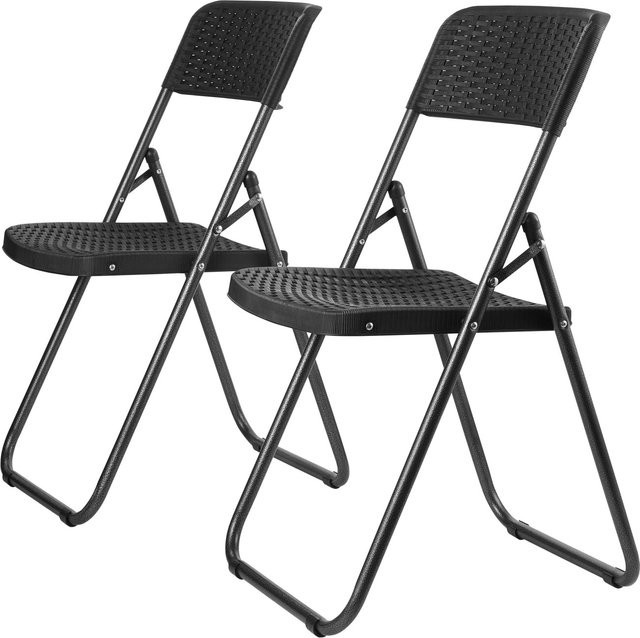 Ecosa Gartenstuhlset EO-5081 Klappbar mit 2 Stühlen in Schwarz Matt aus Metall und Kunststoff für Garten, Balkon und Terrasse - Bild 1