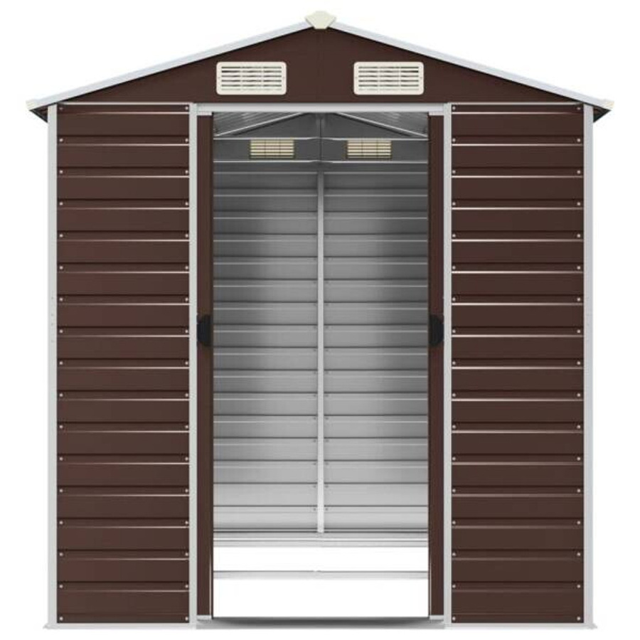 vidaXL Gartenhaus aus verzinktem Stahl in Braun mit Schrägdach, B/H/T: 191 x 215 x 191 cm - Bild 2