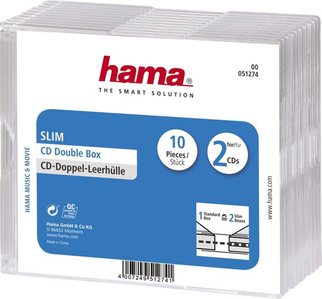 Hama CD-Leerhülle Slim Double, 10er-Pack, Transparent - Bild 1