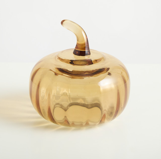 Deko Kürbis aus Glas von BLUME2000 in Orange und Gelb - Bild 1