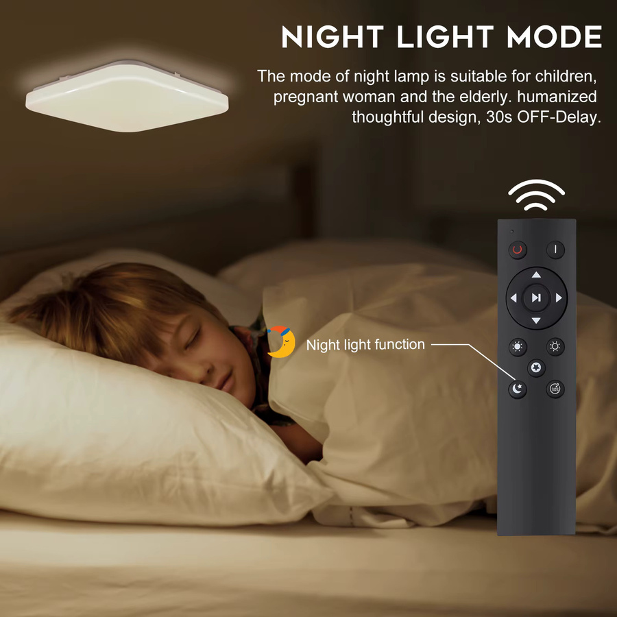 LEOEU LED Smart Deckenleuchte in Weiß mit Fernbedienung, 24W, dimmbar 3000-6500K mit Nachtlichtmodus für Wohnzimmer, Schlafzimmer und Büro - Bild 2