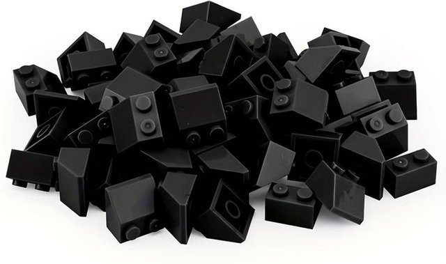 Yiran toy 3039 Dach 2x2 Fliese Baustein Schräge 45° Dicke Figur, 20-teiliges Set, schwarz, ab 6 Jahren - Bild 1