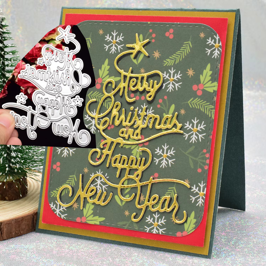 Papier Stanzvorlage Weihnachtsbaum Frohes Neues Jahr für Bastelarbeiten - Bild 4