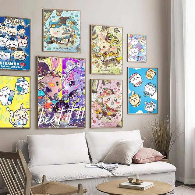 Japan Anime Chiikawa Klassische Vintage-Poster Wasserfeste Papieraufkleber für Kaffeehaus, Bar und Heimdekoration in Mehrfarbig - Bild 1