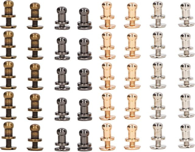 40 Stück Chicago Schrauben von Shoemst aus Messing in glänzend Beige, Größe 7 x 5 mm für Lederhandwerk und DIY - Bild 1