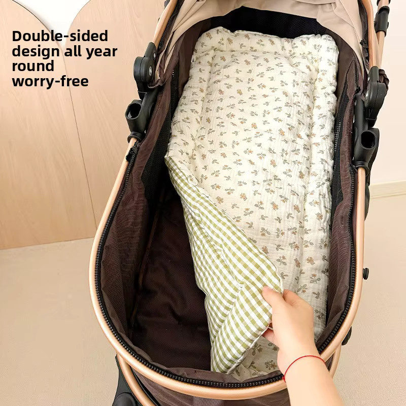 Universelle Baby Kinderwagen Matte mit doppelseitiger Kühlung aus Ramie und Baumwolle in Multicolour - Bild 2
