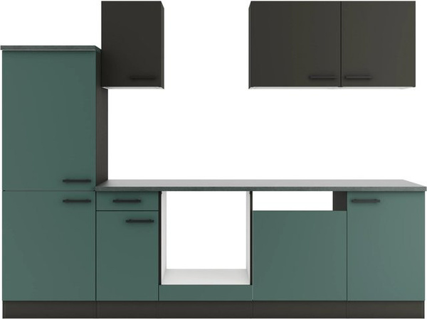 Optifit Küchenzeile KPMV 2742OE-9+ in Anthrazit und Steingrün mit Breite: 270 cm