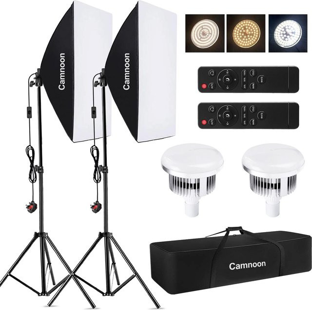 Camnoon Studio-Fotografie-Lichtset mit 85 W und zweifarbiger Farbtemperatur von 2800 K bis 5700 K in Schwarz - Bild 1
