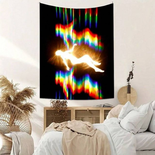 VIKAMA Wandteppich Regenbogen-Neon-Figur Abstract Modern Multicolour B: 60 cm, H: 40 cm - Bild 1
