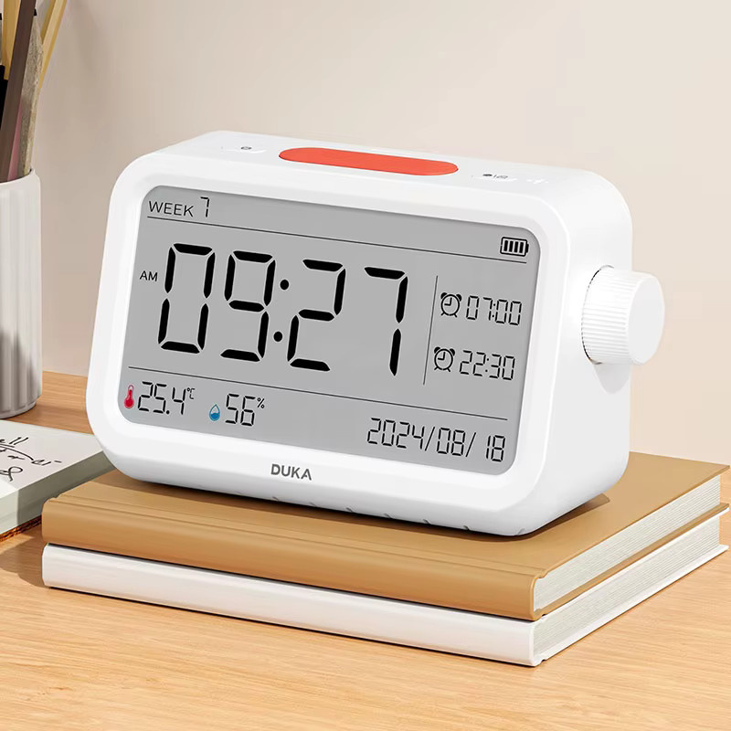 DUKA MT2 Thermohygrometer Wecker Multifunktions-Temperatur- und Luftfeuchtigkeitsmesser in Weiß - Bild 2