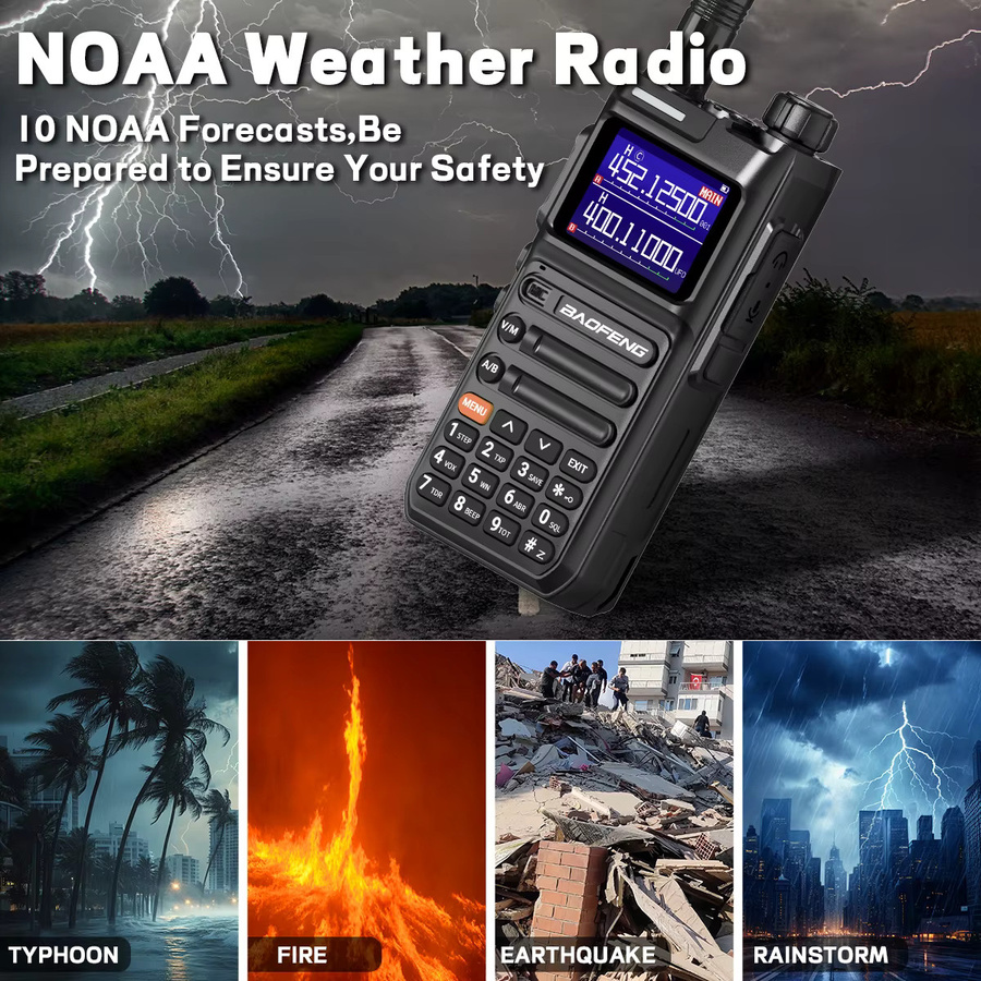 Baofeng UV-26 Walkie Talkie in Schwarz mit 10 W, Multiband AM/FM, 999 Kanälen und USB-C Anschluss - Bild 2