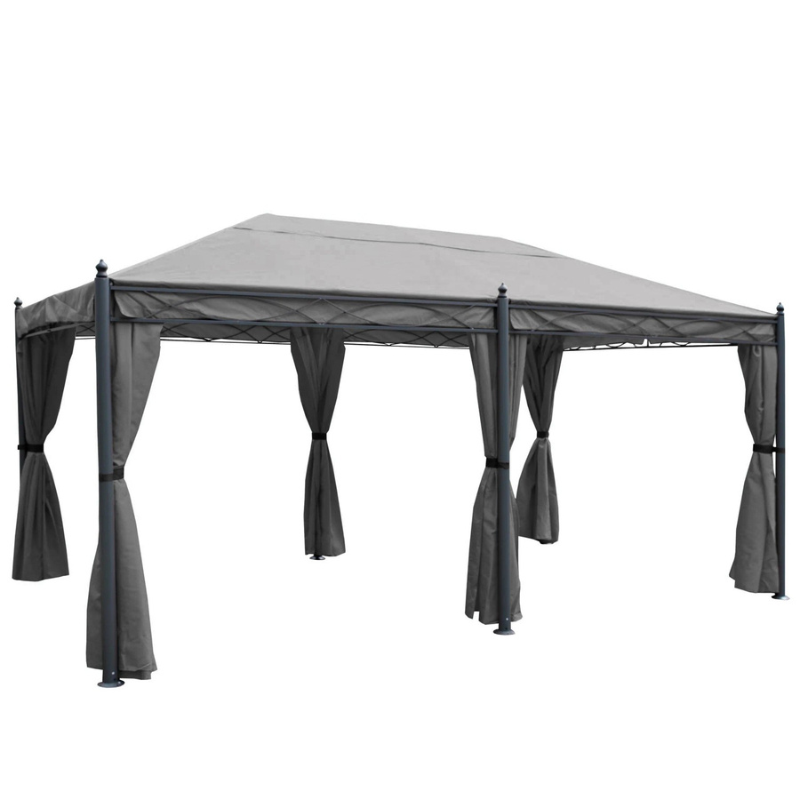 MCW Pergola Calpe Pavillon Grau mit Seitenwand und Moskitonetz B/T: 5 x 3 m - Bild 3