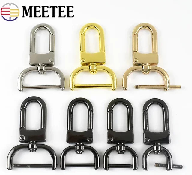 Meetee 5 Stück Metall-Schnallen aus Stahl, abnehmbare Schraubverschlüsse und drehbare Karabinerhaken in Schwarz, 13-26mm - Bild 1