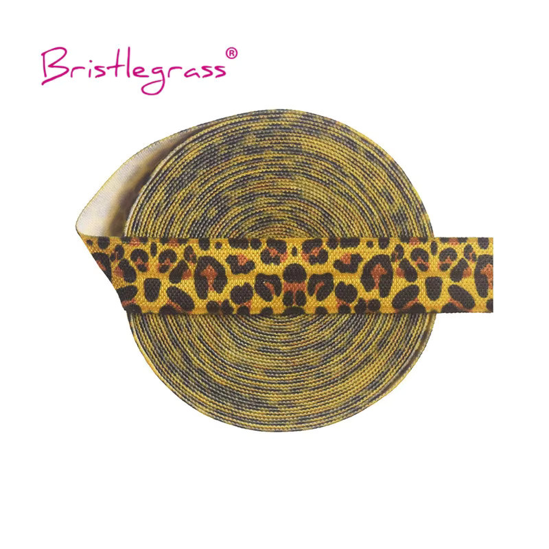 BRISTLEGRASS Elastisches Spandex-Satinband mit Leopardenmuster in Multicolour für DIY Nähzubehör, Breite: 1,5 cm, Länge: 4,57 m - Bild 2