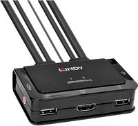 Lindy 2 Port HDMI KVM Switch mit 4K UHD, USB 2.0 und Audio in Schwarz - Bild 1