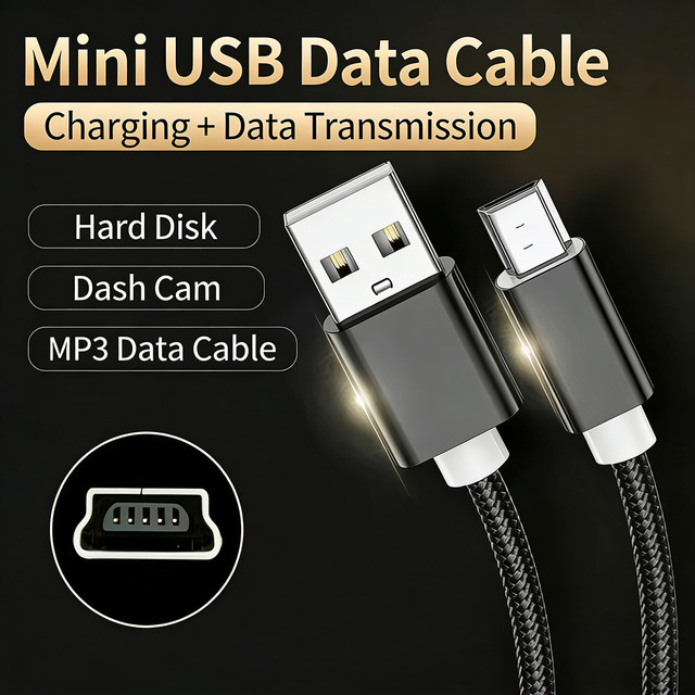 NNBILI USB-A auf Mini-USB Daten- und Ladekabel in Pink - Bild 1