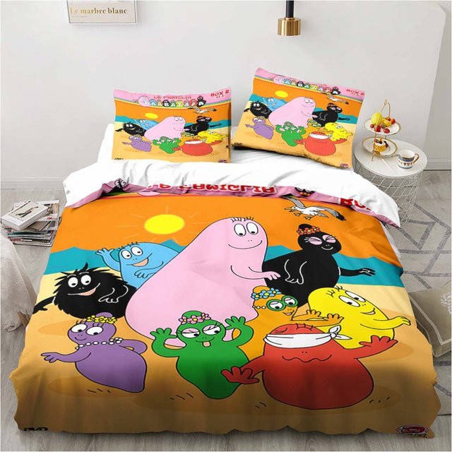 Barbapapa Bettwäsche Set mit Bettbezug und Kissenbezug, Cartoon Design, Mehrfarbig, B/H: 173 x 218 cm - Bild 1