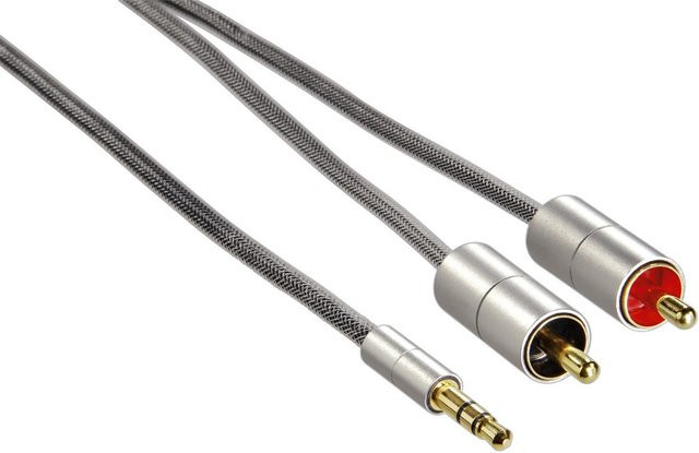 Hama AluLine Verbindungskabel Stereo mit 3,5 mm Klinkenstecker auf 2x Cinch-Stecker, Grau, 2 m - Bild 1