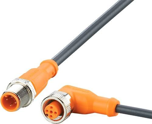 ifm electronic EVC101 Verbindungsleitung mit Stecker gerade und Buchse gewinkelt, Farbe: orange, Länge: 3 m, Polzahl: 4 oder 5 für Sensoren - Bild 1