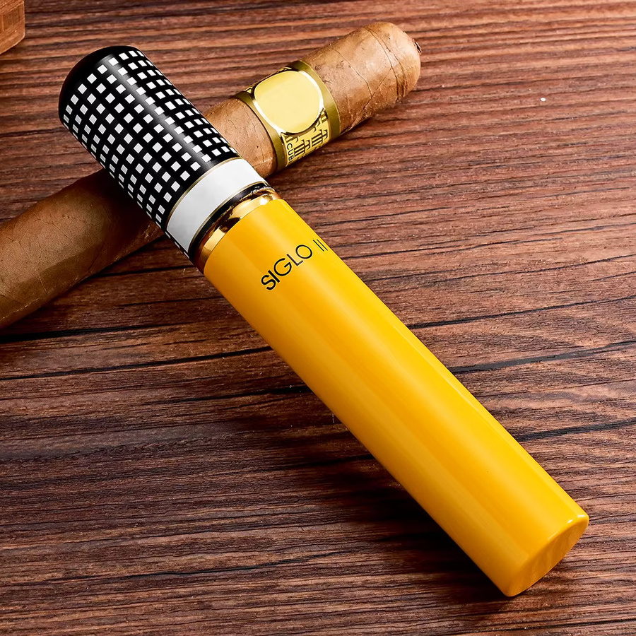 Aluminium Zigarrenröhrchen mit Zedernholzchip für Humidor GH-101 Gelb - Bild 2