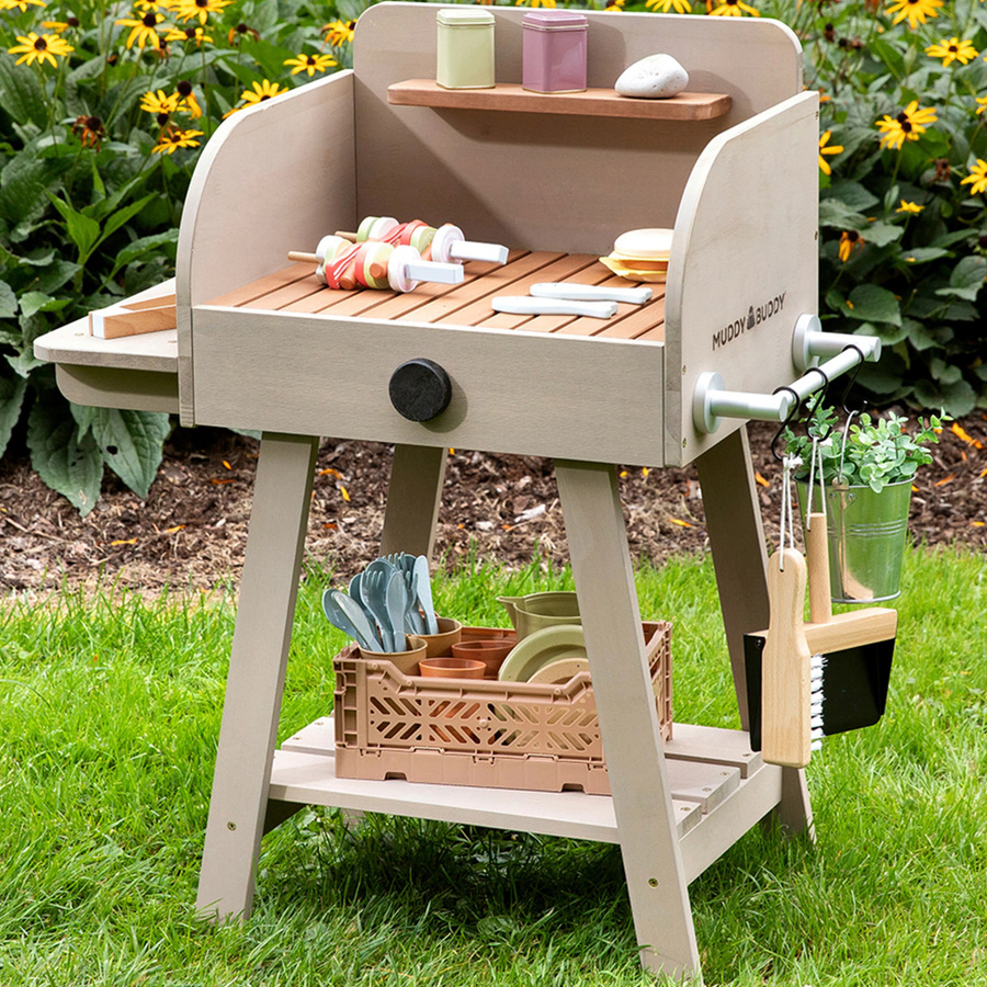 Muddy Buddy Spielgrill BBQ Chef aus Zypressenholz warmgrau - Bild 4