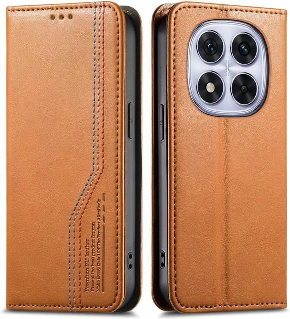 Xiaomi Flip Brieftasche Schutzhülle für Redmi Note 15 14 13 Pro Plus und Xiaomi 15 15T Poco M7 F7 X7 17 Pro Max in Braun - Bild 1