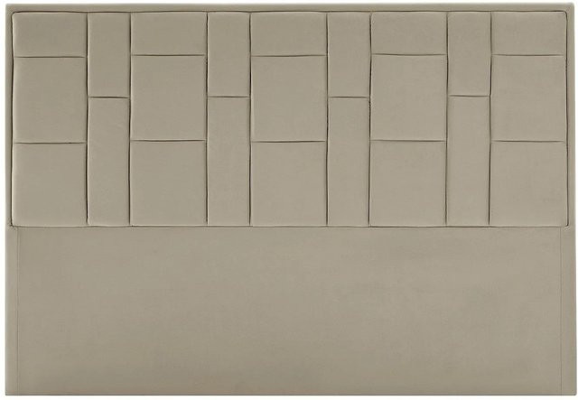 Vente-unique Bettkopfteil Hermine in Taupe und Beige aus Samt und Massivholz im Art Deco Design, Breite: 140 cm, Höhe: 110 cm, Tiefe: 8 cm - Bild 1