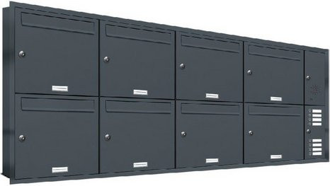 AL Briefkasten-Mehrfachbriefkasten für 8 Parteien zur Unterputzmontage, grau, B/H/T: 172,0 x 72,4 x 11,6 cm - Bild 1