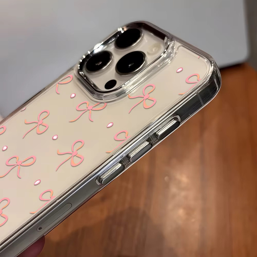 Transparente Handyhülle mit rosa Schleife für iPhone 12 bis iPhone 17 Pro Max, stoßfeste Schutzhülle in Pink - Bild 6