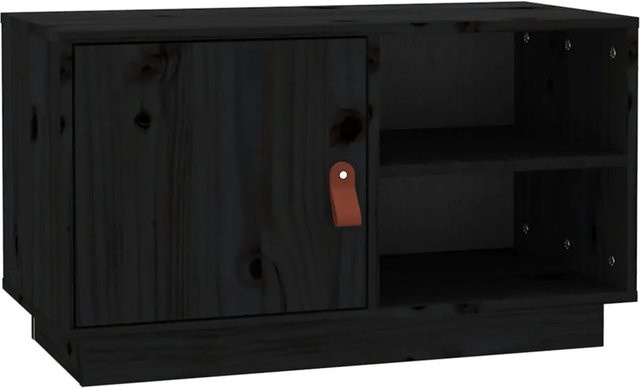 vidaXL TV-Schrank aus massivem Kiefernholz in Schwarz, rustikaler Stil, B/T/H: 70 x 34 x 40 cm - Bild 1