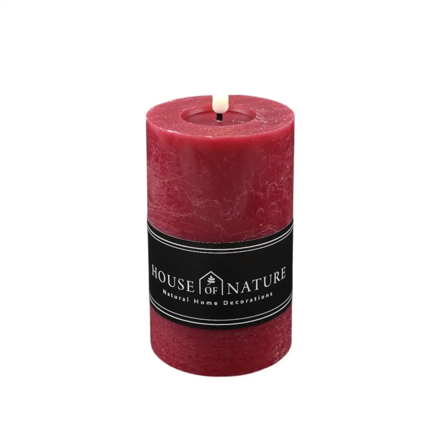 House of Nature LED-Kerze mit Flackereffekt aus echtem Kerzenwachs, Farbe: Rot, B/H: 8 x 13 cm - Bild 1