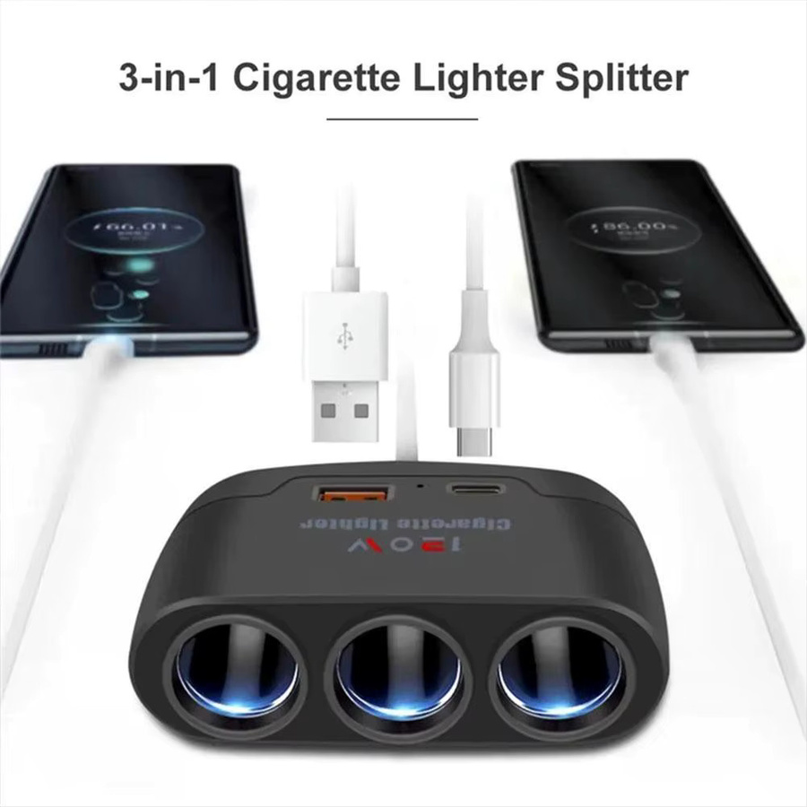 120W Auto Ladegerät Adapter mit PD und QC 3.0 Dual USB Buchse in Schwarz für 12V 24V Zigarettenanzünder Schnellladegerät für Dashcam und DVR - Bild 3