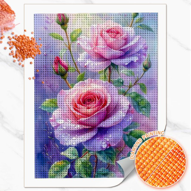 Huacan Diamant-Malerei Set mit Rosen-Blumenmotiv in Multicolour für Erwachsene - Bild 1
