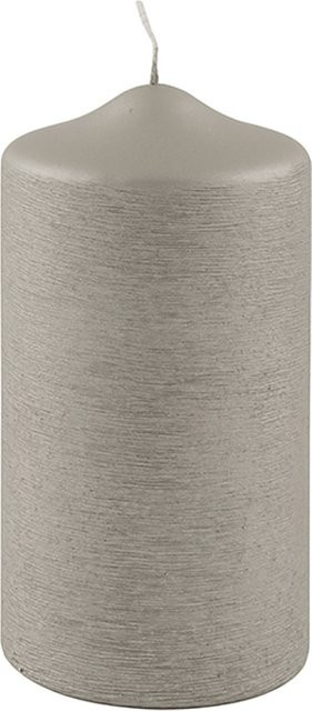 Fink Kerze CANDLE in Silber und Grau, Stumpenkerze aus Wachs, rund, Höhe: 15,0 cm, Durchmesser: 8,0 cm - Bild 1