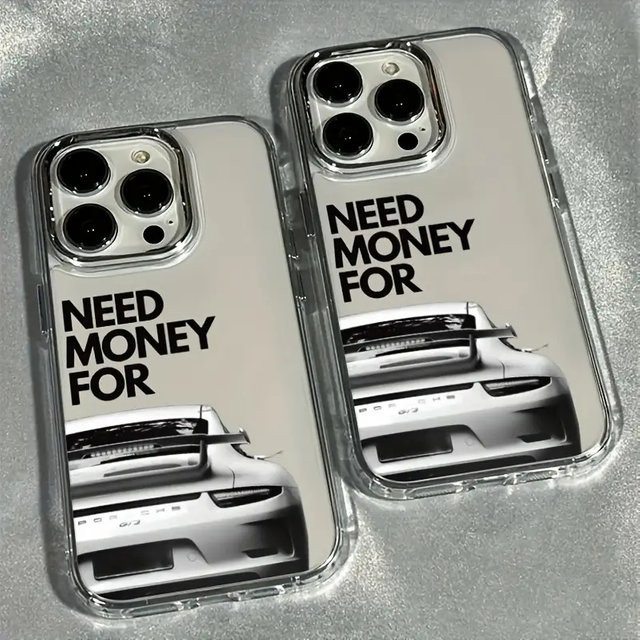 Stoßfeste iPhone Handyhülle mit Sportwagen-Druck und klarem Linsenrahmen, transparent - Bild 1