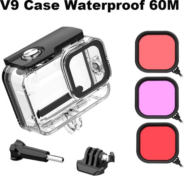 Cerastes v9 Action Kamera Wasserdichtes Gehäuse mit Tauchfilter, Transparent - Bild 1
