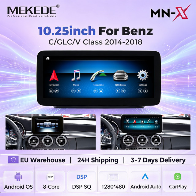 MEKEDE Android Autoradio für Mercedes-Benz W205 GLC C V Klasse W447, 10,25 Zoll Multimedia-Player mit 6+128GB, GPS, WiFi, Bluetooth, Wireless Carplay und Android Auto, Schwarz - Bild 1