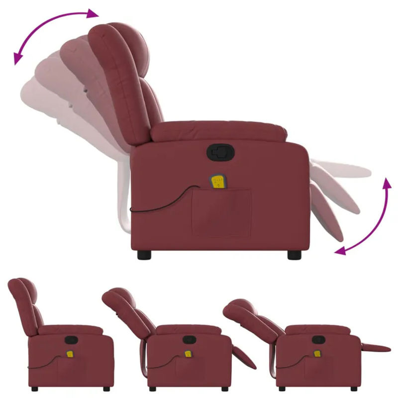 Vidaxl Klappbarer Massagesessel Relaxsessel aus Kunstleder in Rot - Bild 6