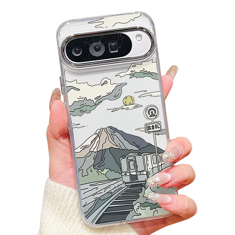 Transparente Handyhülle mit Berglandschaft-Muster für Google Pixel 10, 9 Pro XL, 9 Pro, 8, 7 Pro, 9A, 8A, 7A aus galvanisiertem TPU - Bild 4