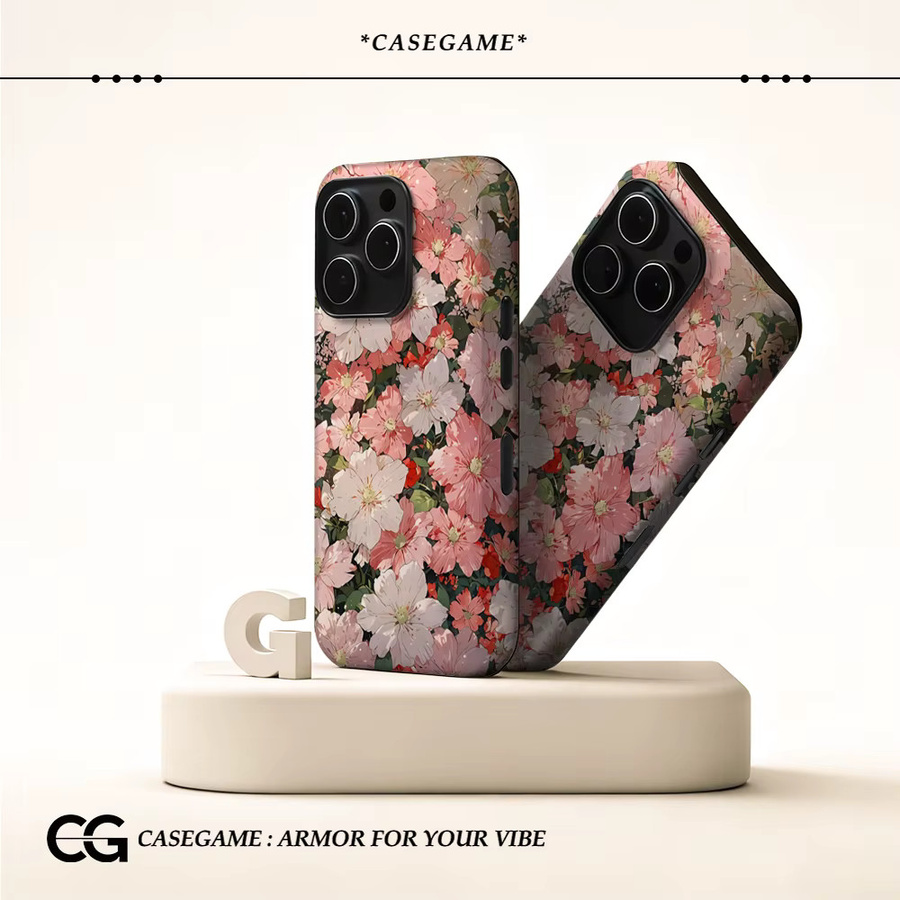 Potdemiel Blush Flower Cascade Handyhülle für iPhone 17 16 15 14 13 Pro Max Plus, robuste doppelschichtige Hülle in Pink - Bild 2
