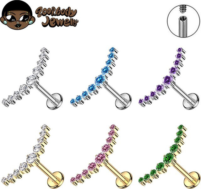 ZOOR Piercing Stud, Titan, Zirkonia, Silber - Bild 1