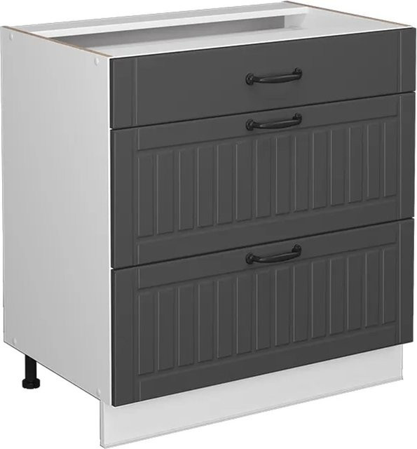 Vicco Badschrank Fame-Line in Anthrazit und Weiß mit 3 Schubladen und Soft-Close-Türen, B/H: 80 x 82 cm - Bild 1