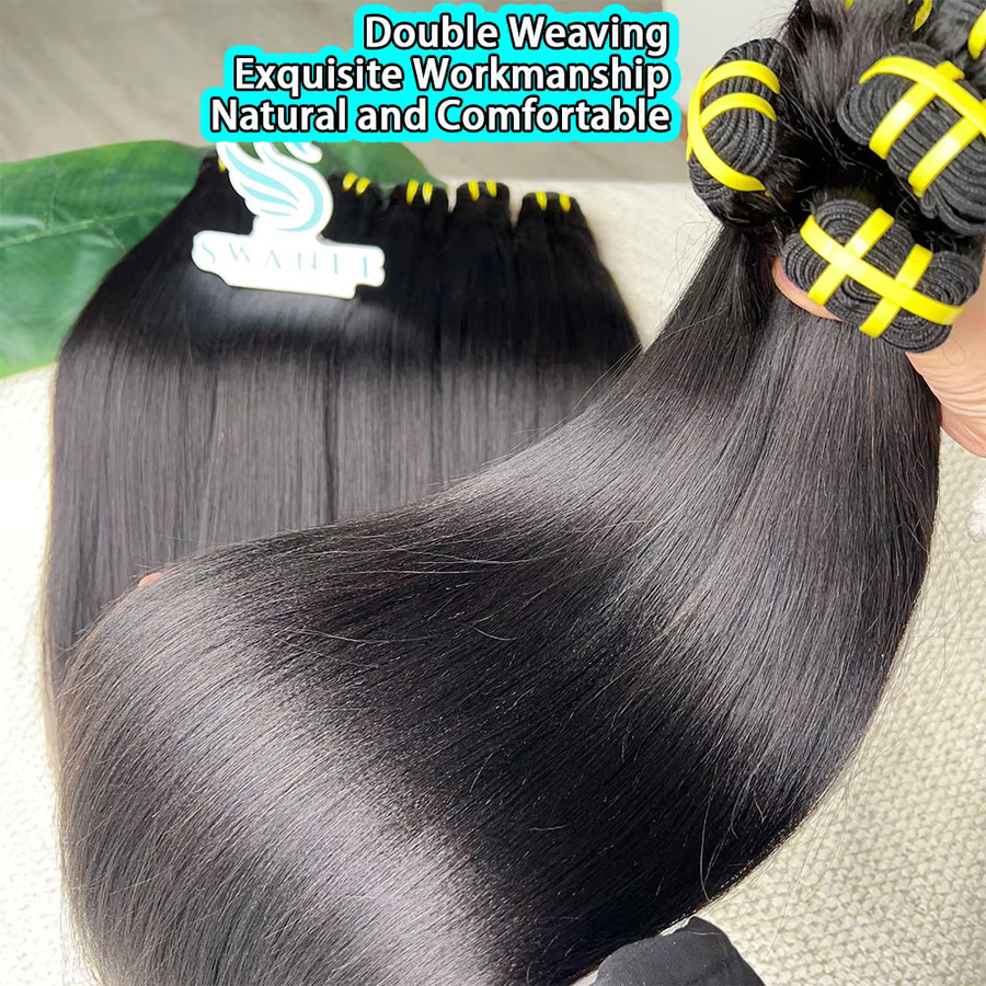 SWANEE Echthaar-Extensions Light Yaki Straight, 1B Natürliches Schwarz, Unisex - Bild 2