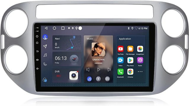 Junsun Autoradio für VW Tiguan 2006-2016 mit 64GB, 9.0 Zoll Display, WiFi, GPS und USB-C in Silber - Bild 1
